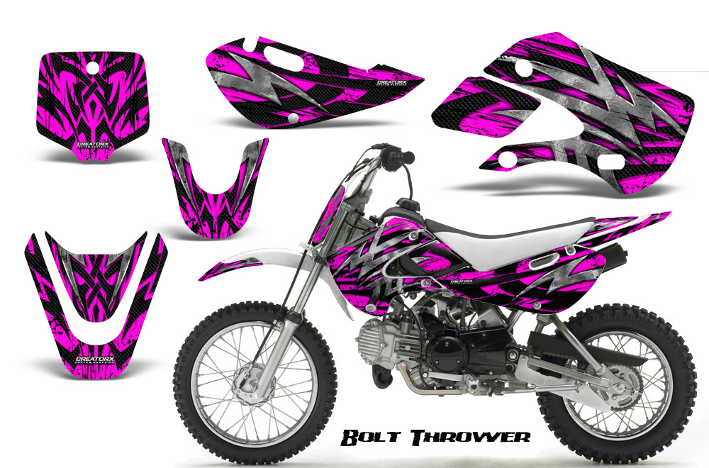 Kawasaki KLX110 KX65 Graphics Kit Bolt Thrower Pink